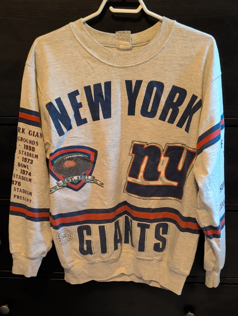 New York Giants Vintage-Style Gray Crewneck Sweater